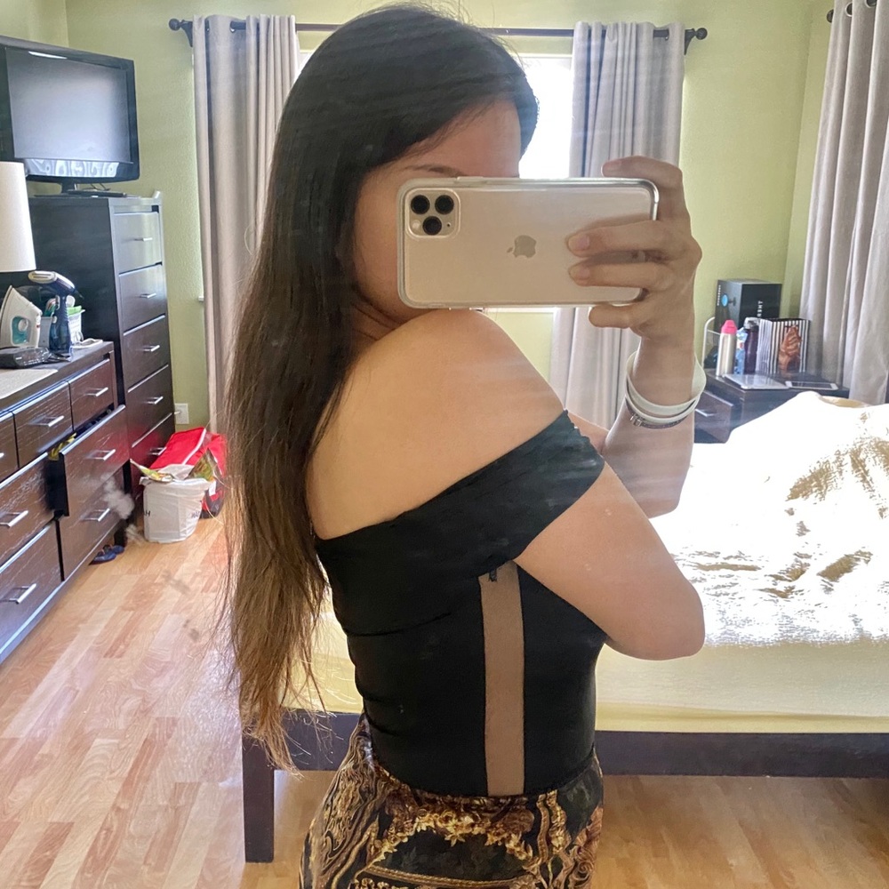 Black Off Shoulder Mesh Bodysuit - Forever 21